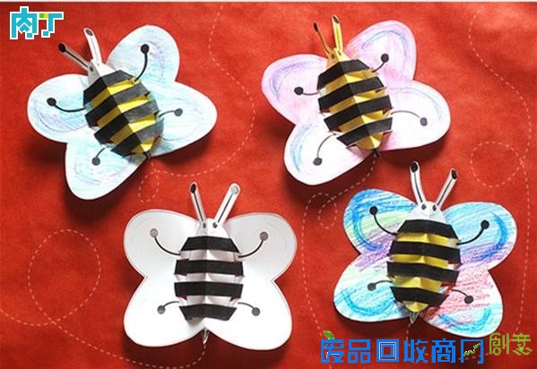 幼儿园手工小制作 纸艺立体小蜜蜂的做法◆肉丁儿童网