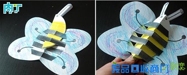 幼儿园手工小制作 纸艺立体小蜜蜂的做法◆肉丁儿童网