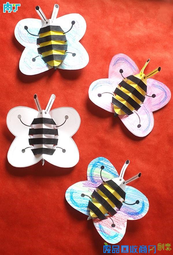 幼儿园手工小制作 纸艺立体小蜜蜂的做法◆肉丁儿童网