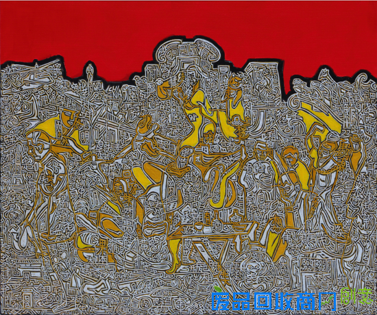 《红色的圆明园画家村之二》 100x120cm 布面丙烯 2016年