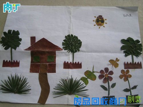 树叶粘贴画怎么做？蝴蝶教程及树叶贴画作品、树叶粘贴画图片大全◆肉丁儿童