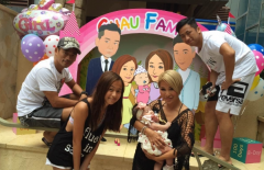 娱乐大亨洗米华为小女儿办百日宴 与正室陈慧玲秀恩爱小三悲伤（图）(1)