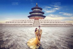 北京婚纱摄影的金色中国范儿，V视觉大气塑造