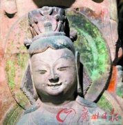 云冈石窟一菩萨像引关注:含笑露齿 还有一对酒窝