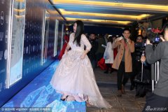 组图：李湘亮相红毯自提裙摆 造型华美身材丰腴