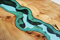  原木玻璃“河流”饭桌