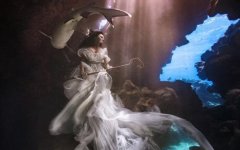 唯美！加拿大摄影师水下拍摄美女与鲨鱼和谐共舞(图)