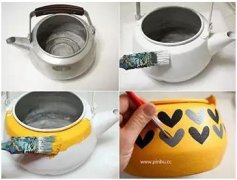 废旧的水壶也能改装成漂亮的花盆 DIY手工