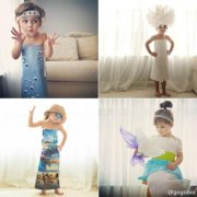 四岁剪纸小裁缝cos明星红毯装 儿童版Met Ball手艺精进