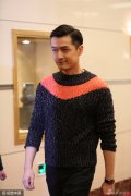 组图：胡歌帅气现身似走秀 穿可爱毛衣显呆萌(1)