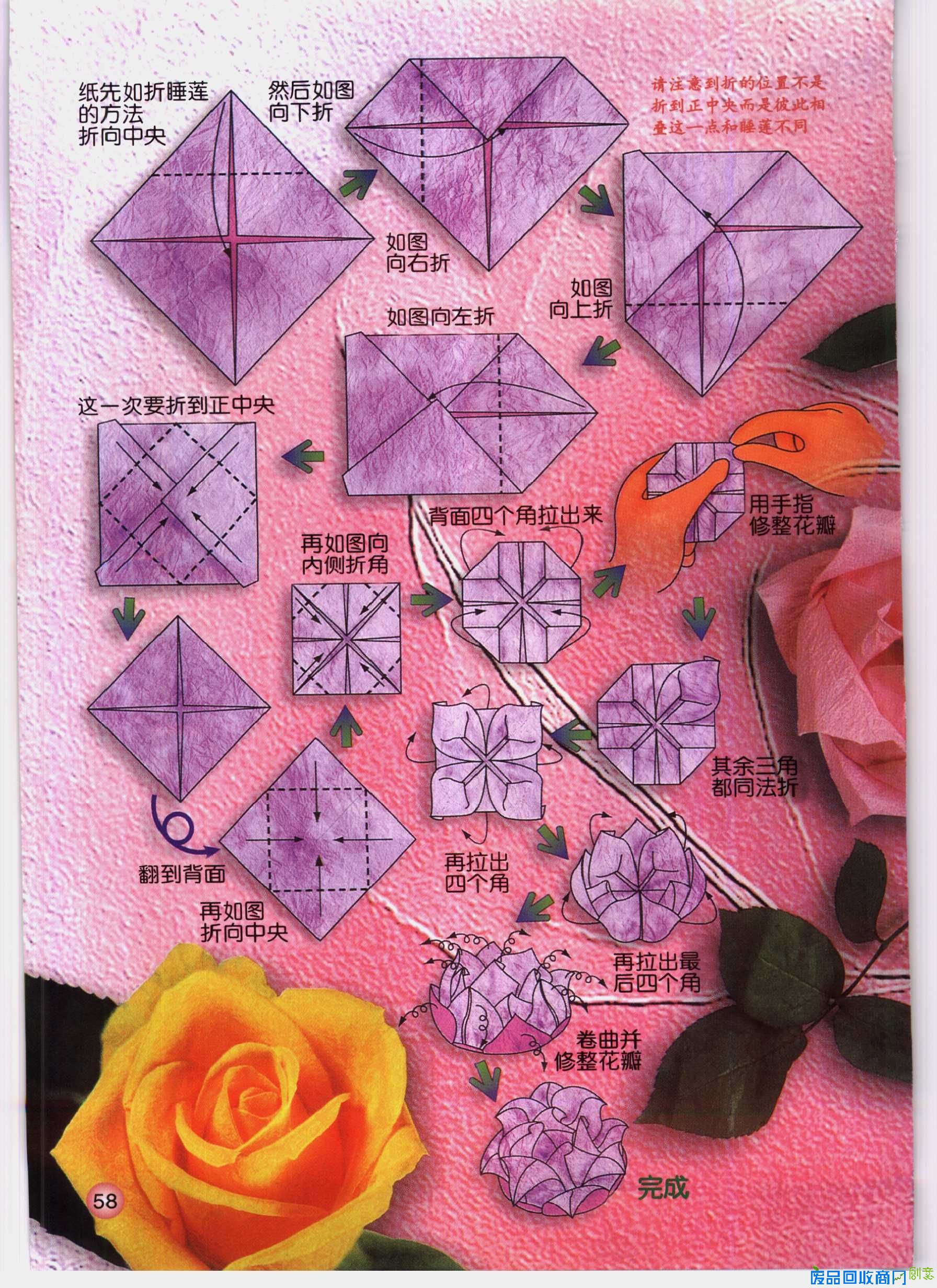 玫瑰花的折法纸花图片