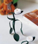 用旧汤勺DIY自制创意蜡烛台