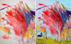 3岁女儿涂鸦 艺术家母亲作画赋以新生命（组图）