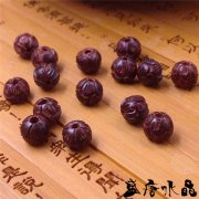 印度纯天然小叶紫檀手工雕刻莲花散珠子圆珠diy饰品手链项链配饰