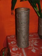 饮料瓶自制花瓶DIY作品展 麻绳和可乐瓶做花瓶