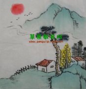 日出山水风景儿童画图片