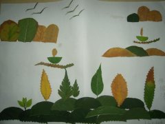 手工制作树叶风景贴画_风景树叶贴画图片大全