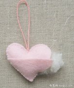 布艺爱心小挂件DIY 不织布心形便签夹制作