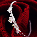 逝水年华925纯银梅花手镯中国风创意开口复古手链手工制作镂空