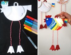 幼儿园手工小制作 纸艺小鸡挂饰的做法◆肉丁儿童网
