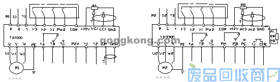 图3：主驱动变频器与收卷变频器接线图